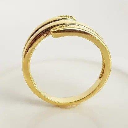 ANEL ARO TRIPLO LISO AO MEIO PONTAS EM GOTA CRAV| BANHADO EM OURO 18K