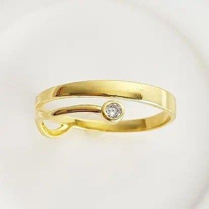 ANEL ARO DUPLO LISO/ONDULADO C/PONTO DE LUZ CRISTA