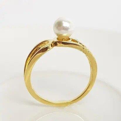 ANEL ARO DUPLO VAZ 2 FILETE CRAV/PEROLA AO MEIO | BANHADO EM OURO 18K