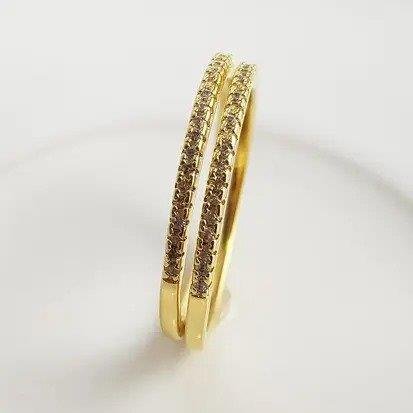 ANEL APARADOR DE ALIANCA FILETE CRAV| BANHADO EM OURO 18K