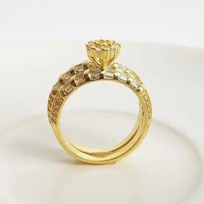 NEL SOLITARIO/MEIA ALIANCA ARO EM BAGUETES/CRAV| BANHADO EM OURO 18K