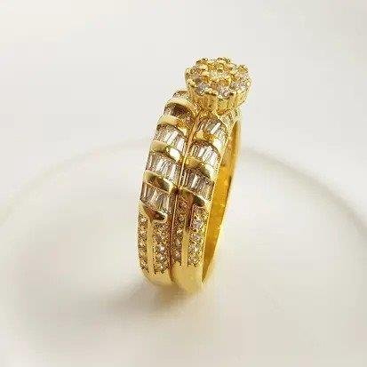 NEL SOLITARIO/MEIA ALIANCA ARO EM BAGUETES/CRAV| BANHADO EM OURO 18K