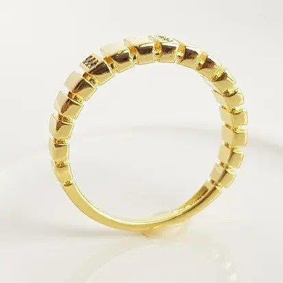 ANEL ARO EM FILETES RETANGULARES CRAV/LISO | BANHADO EM OURO 18K