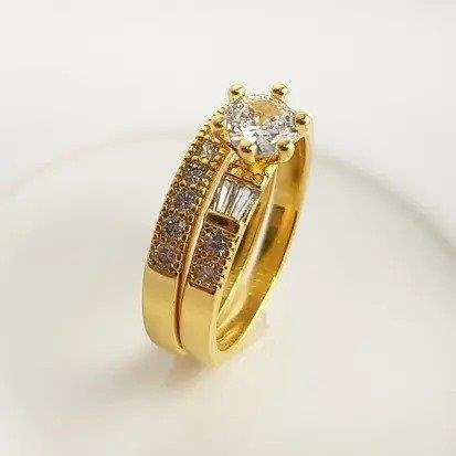 ANEL SOLITARIO/MEIA ALIANCA ARO BAGUETE/CRAVEJADO