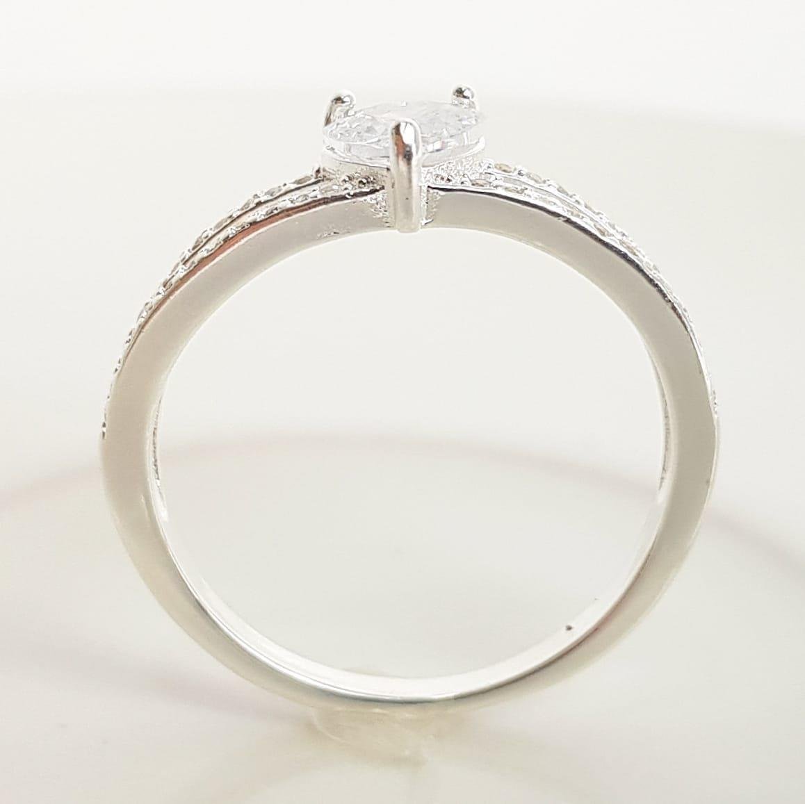 ANEL ARO DUPLO CRAVEJADO CORAÇÃO CRISTAL| BANHO DE PRATA 