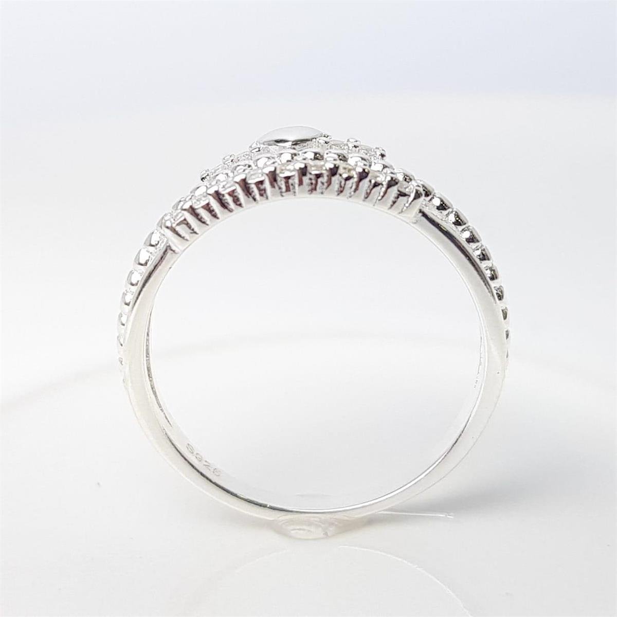 ANEL ARO TRIPLO PONTILHADO/FILETE CRAVEJADO/CORAÇÃO LISO | PRATA 925