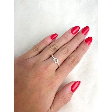 ANEL ARO EM MINI GOMINHOS COM CRISTAL CORAÇÃO CRAVEJADO | PRATA 925