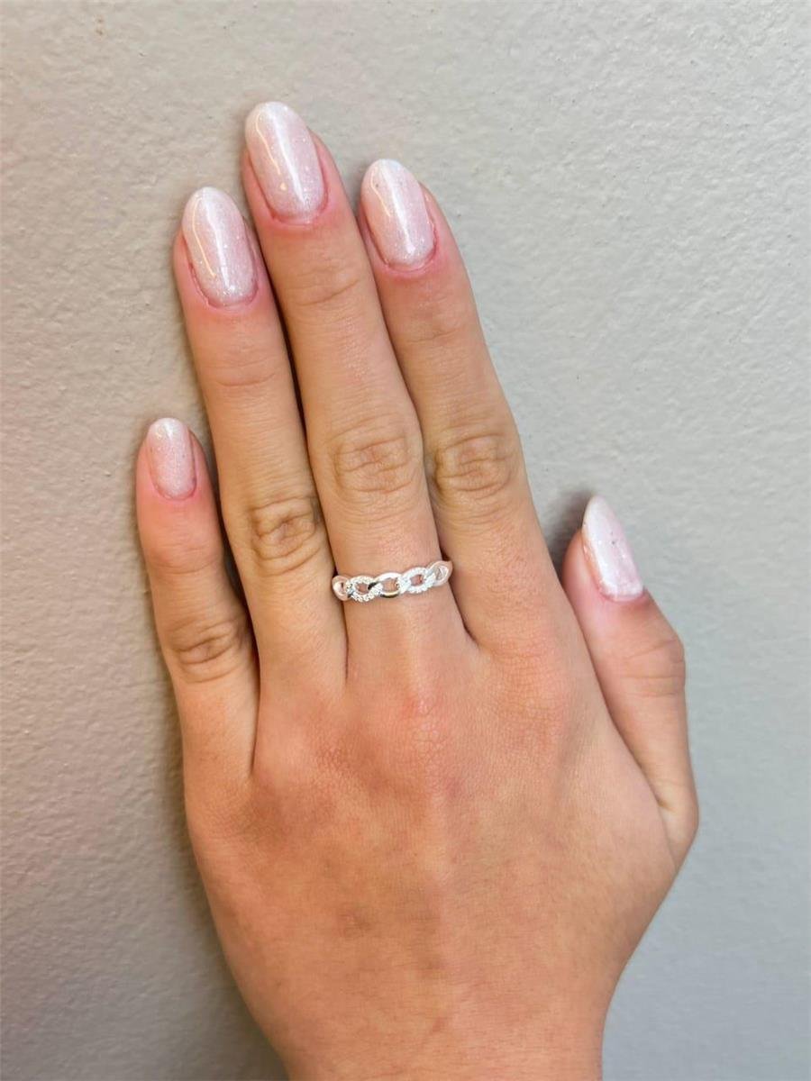 ANEL ARO FRENTE EM ELOS CRAVEJADOS LISO | PRATA 925