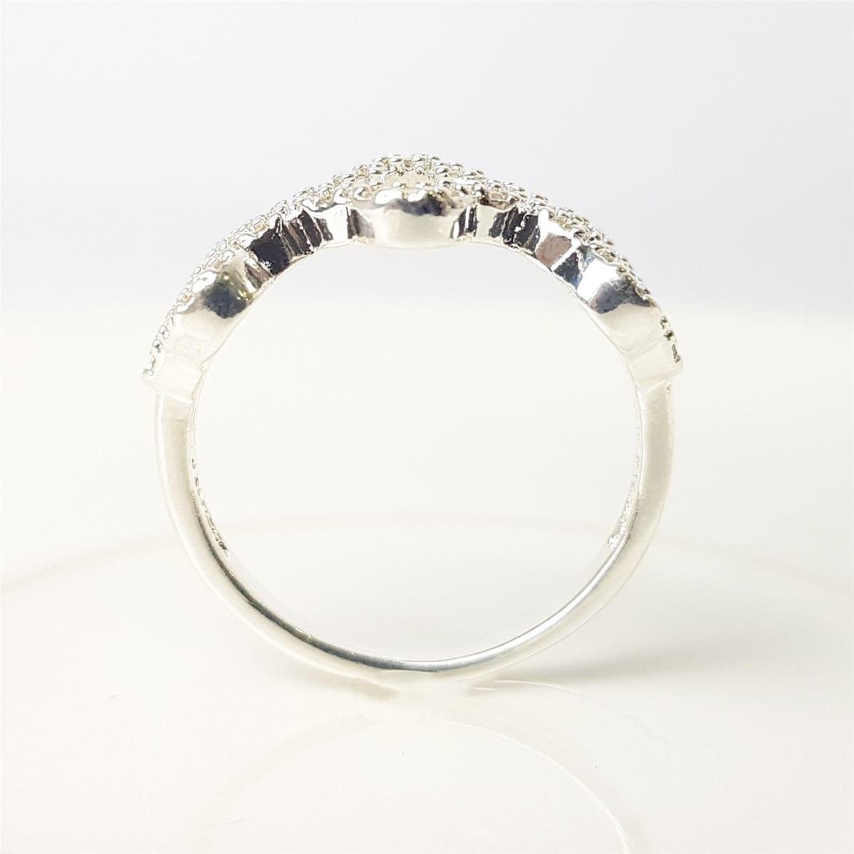 ANEL ARO COM 3 TREVOS CRAVEJADOS CRISTAIS | BANHO DE PRATA