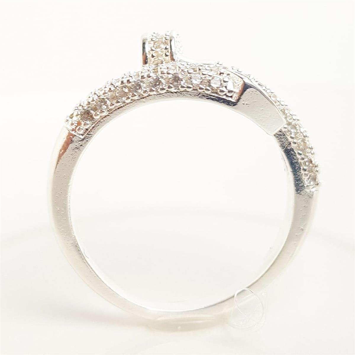 ANEL ARO ENTRELAÇADO INSPIRAÇÃO CARTIER CRAVEJADO | BANHO DE PRATA 