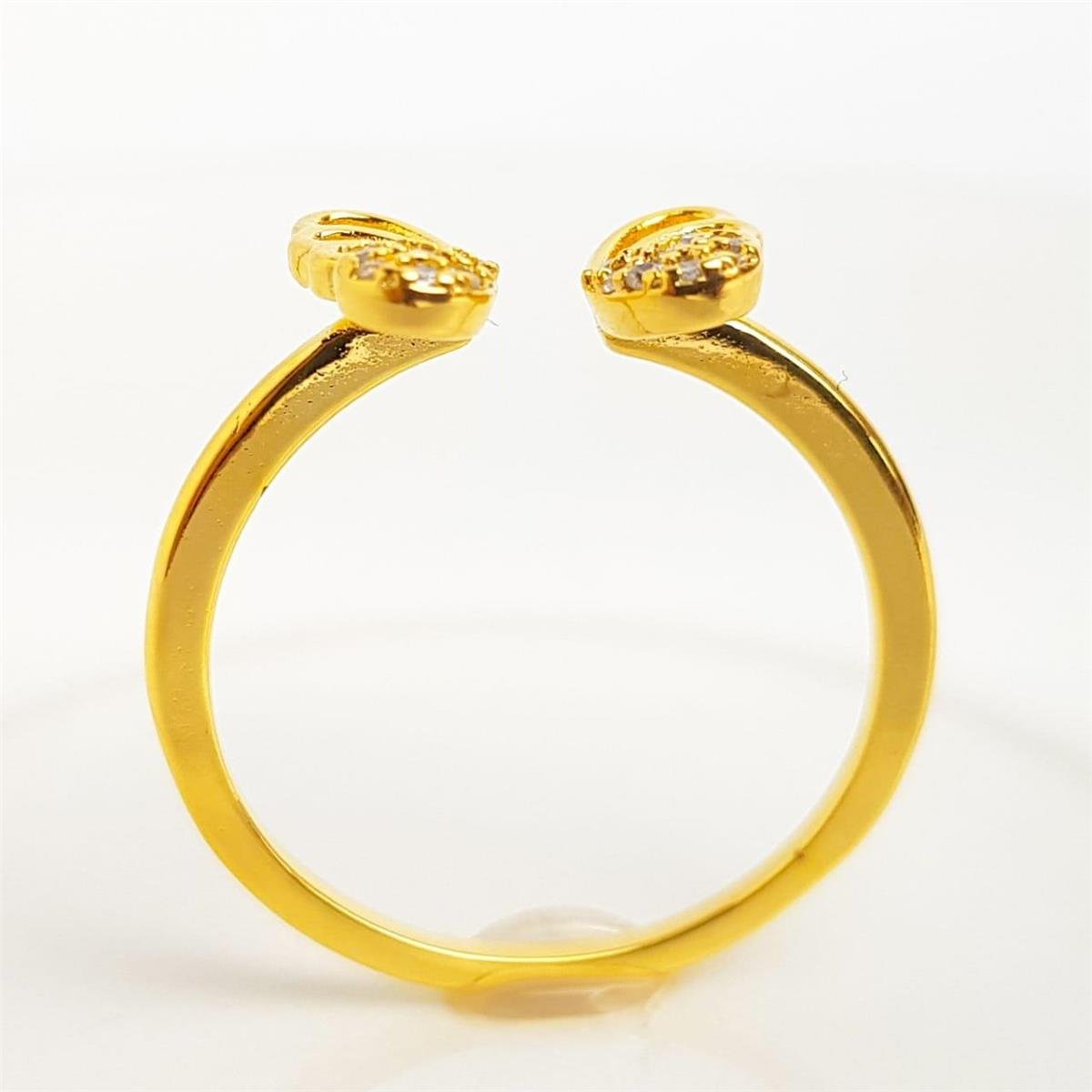 ANEL REGULÁVEL ARO LISO BORBOLETA NAS PONTAS BASE CRAVEJADA | BANHADO EM OURO 18K 