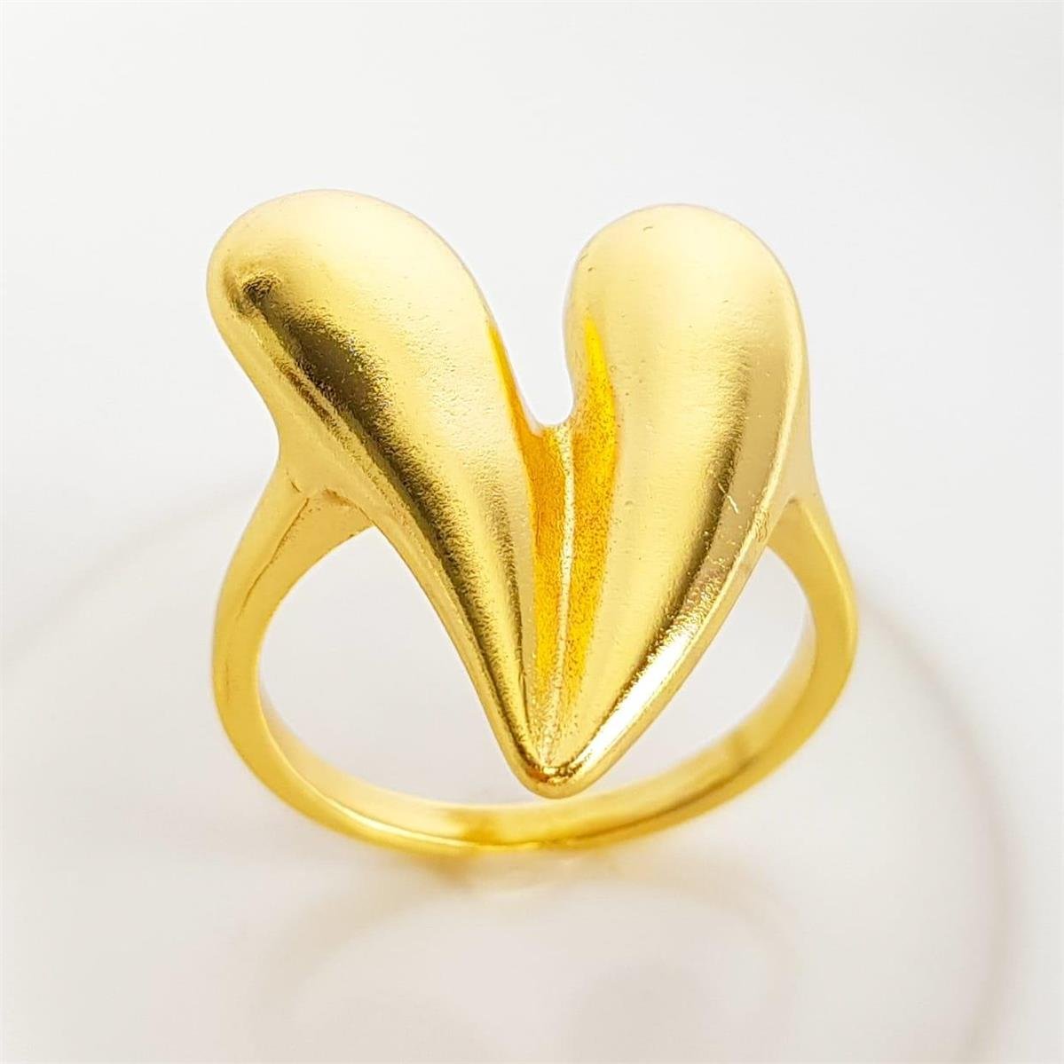 ANEL ARO LISO COM DUAS GOTAS ALONGADAS FORMATO CORAÇÃO| BANHADO EM OURO 18K 