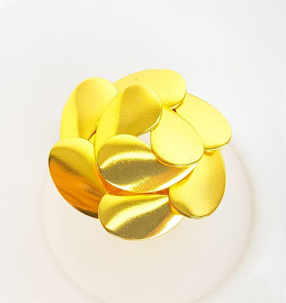 ANEL ARO DUPLO REGULÁVEL FLOR MAXIMALISTA AO MEIO | BANHADO EM OURO 18K 