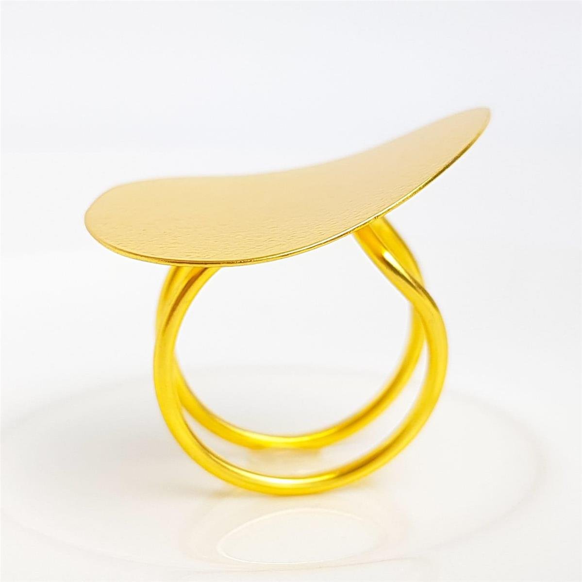 ANEL ARO DUPLO CHAPA OVAL LISA | BANHADO EM OURO 18K 