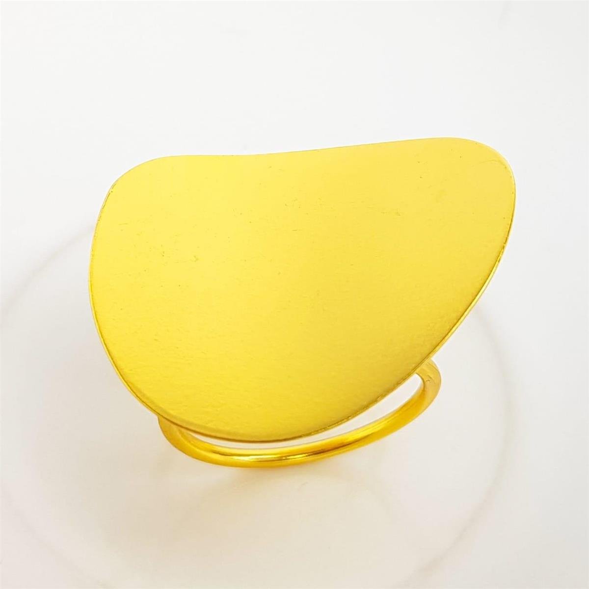 ANEL ARO DUPLO CHAPA OVAL LISA | BANHADO EM OURO 18K 