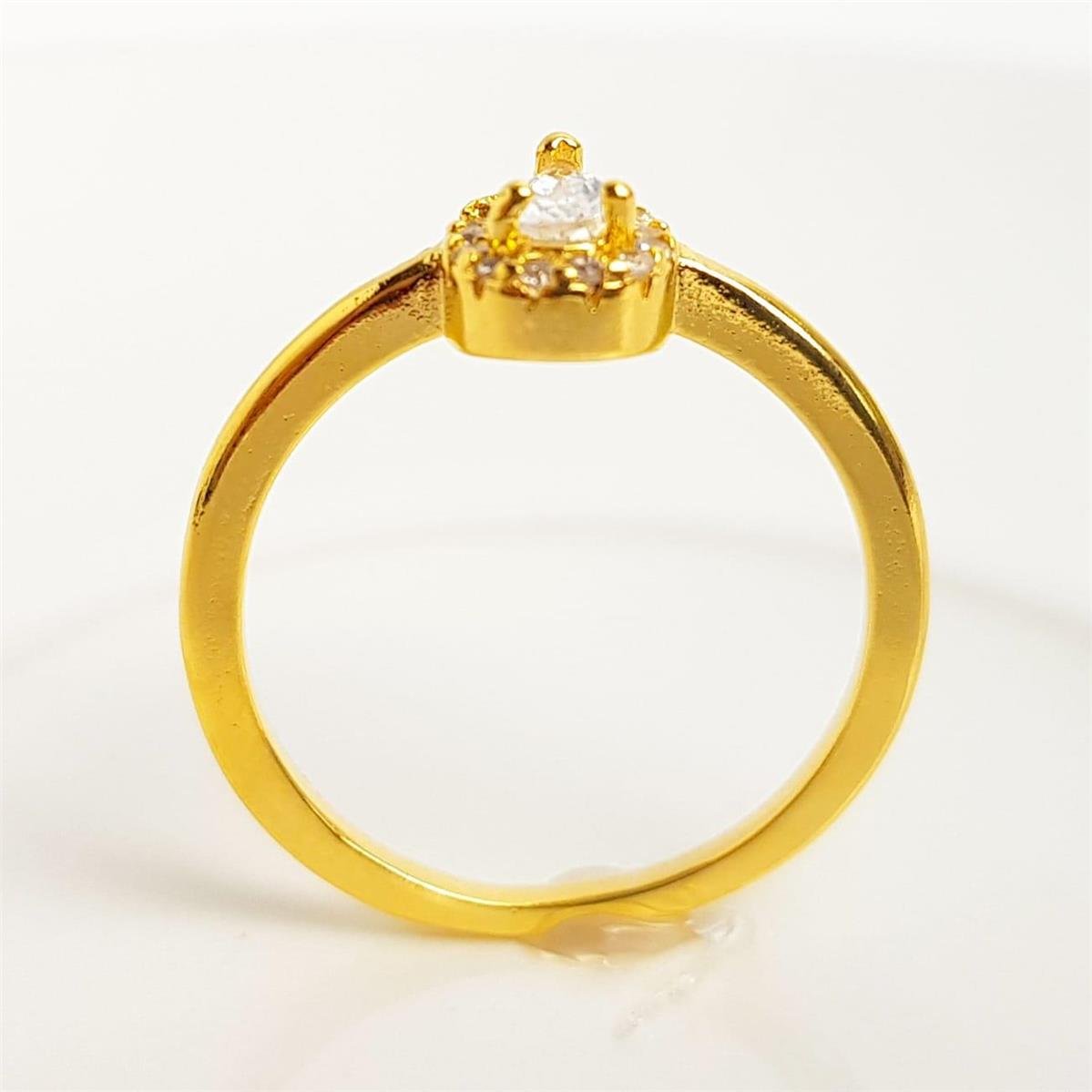 ANEL SOLITÁRIO GOTA CRISTAL COM CRAVEJADO AO REDOR | BANHADO EM OURO 18K 