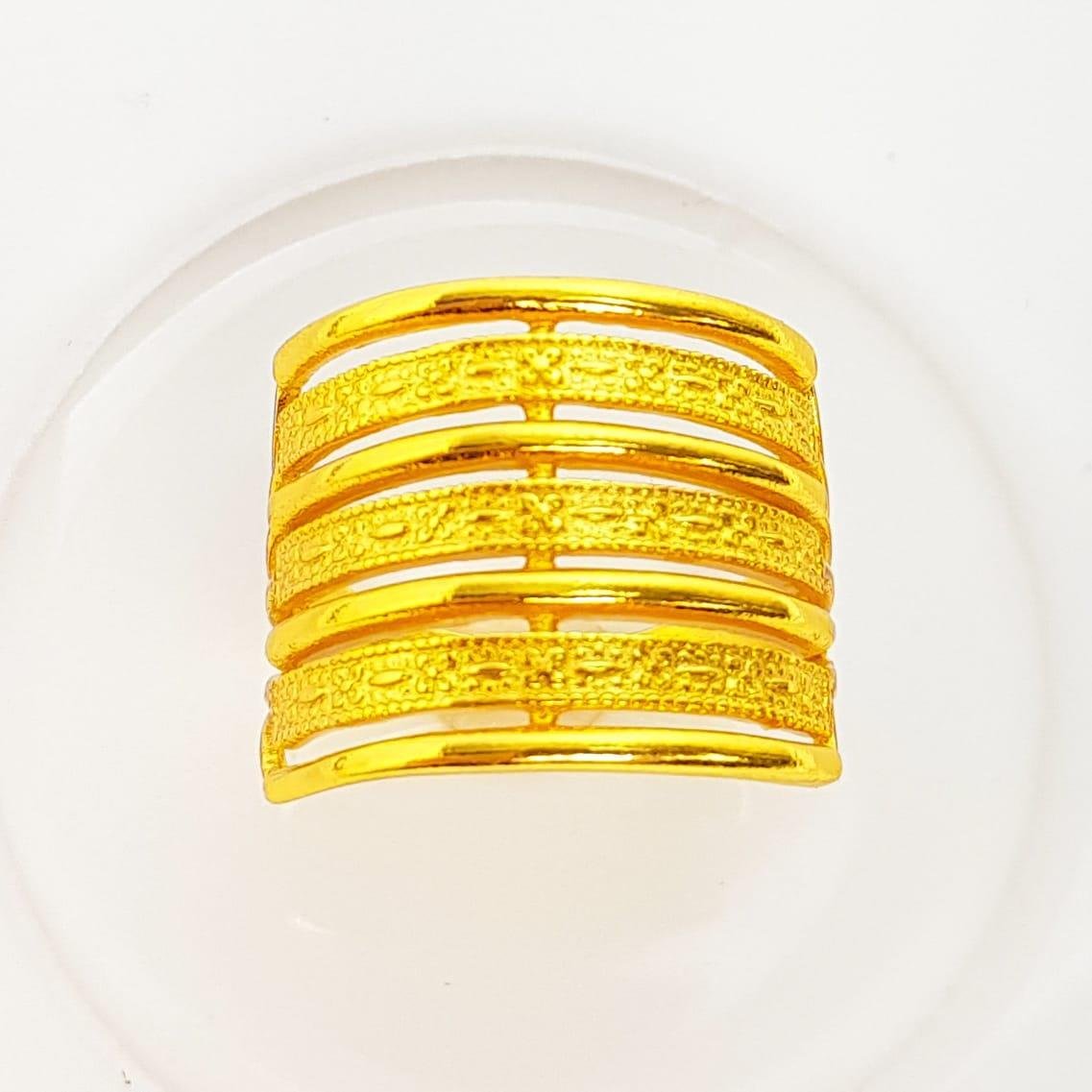 ANEL EM 7 AROS LISOS E TEXTURIZADOS | BANHADO EM OURO 18K 