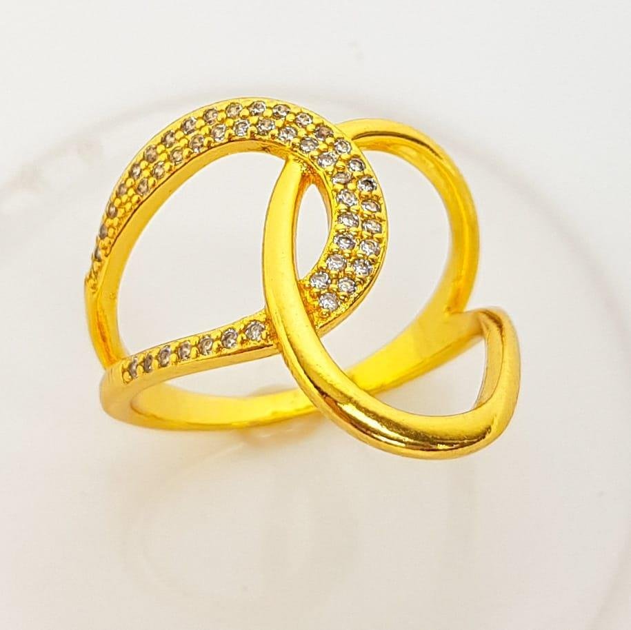 ANEL 2 AROS OVAIS VAZADOS LISO E CRAVEJADO | BANHADO EM OURO 18K 