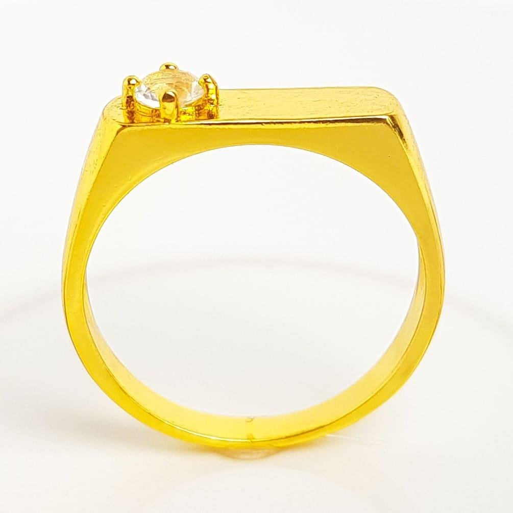 ANEL FRENTE ARO QUADRADO COM ZIRCÔNIA NA LATERAL | BANHADO EM OURO 18K 