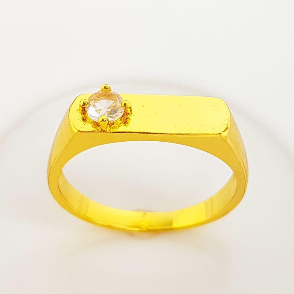 ANEL FRENTE ARO QUADRADO COM ZIRCÔNIA NA LATERAL | BANHADO EM OURO 18K 