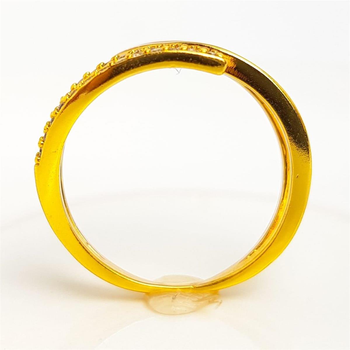 ANEL ARO EM DUAS FOLHAS VAZADAS LISA/CRAVEJADA | BANHADO EM OURO 18K 