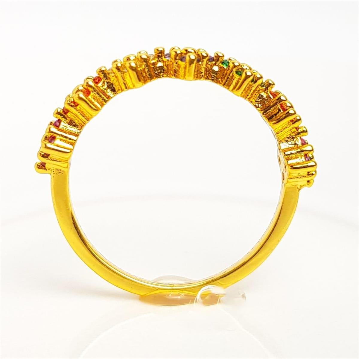 ANEL 7 FLORES EM ZIRCÔNIAS COLORIDAS | BANHADO EM OURO 18K 