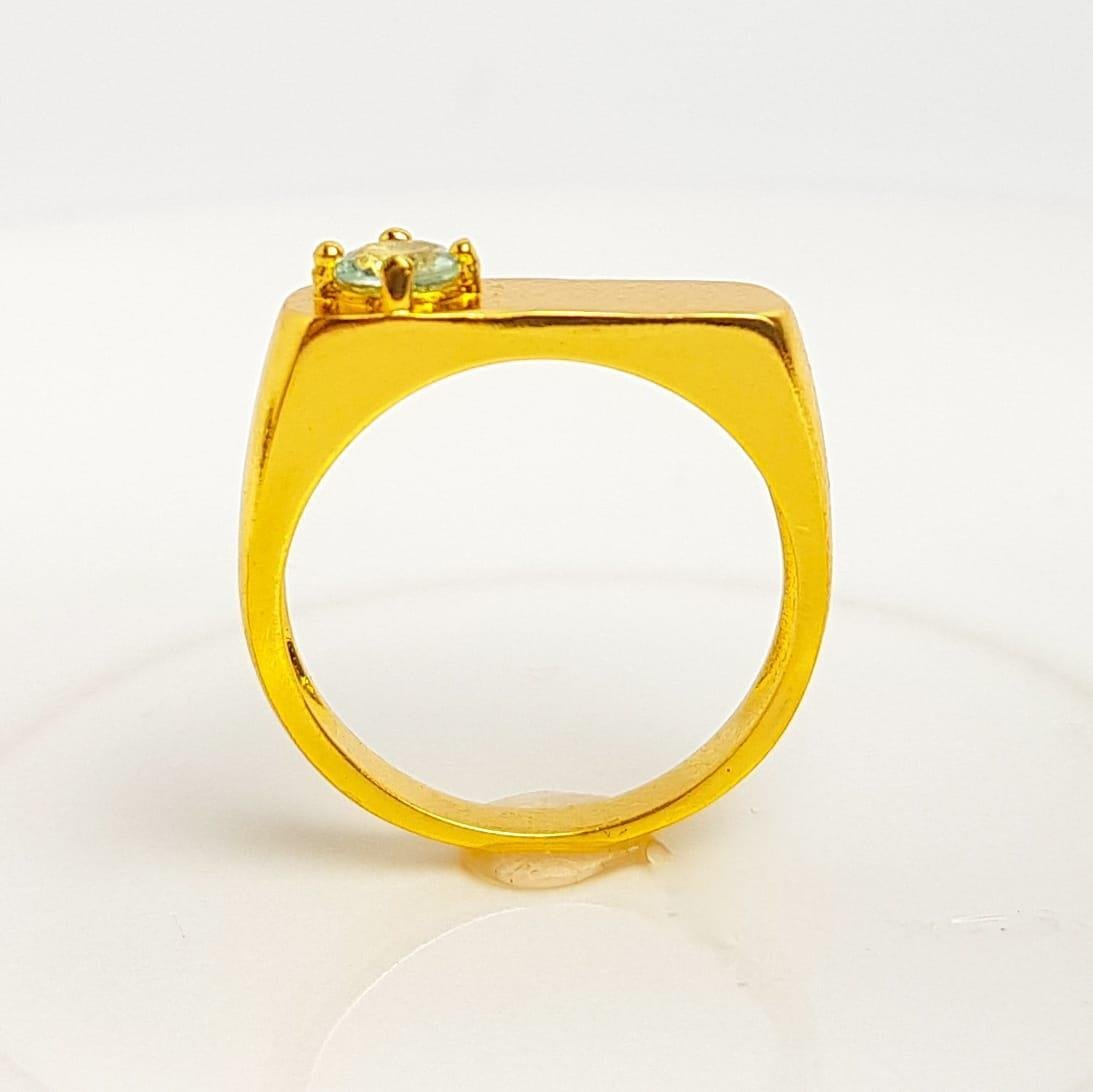 ANEL ARO FRENTE QUADRADA ZIRCÔNIA CRISTAL NA LATERAL | BANHADO EM OURO 18K 
