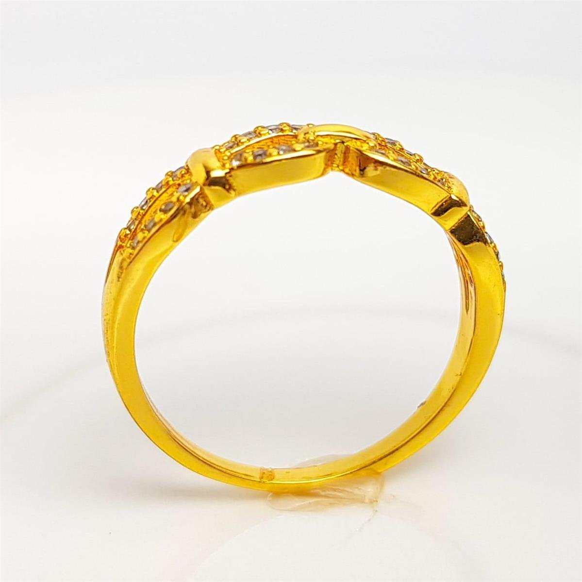 ANEL ARO EM ELOS REDONDOS VAZADO CRAVEJADO | BANHADO EM OURO 18K 