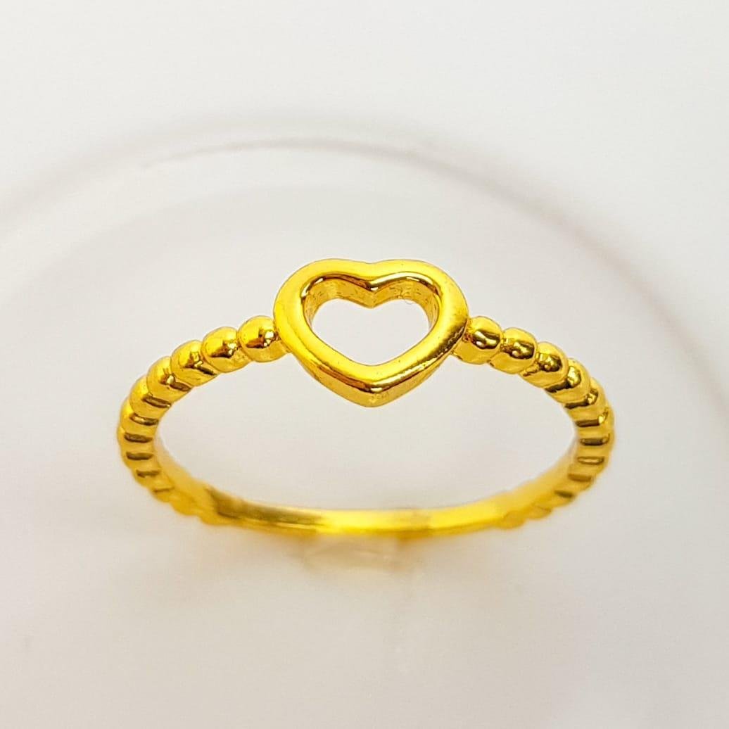 ANEL ARO EM BOLINHAS CORAÇÃO VAZADO LISO | BANHADO EM OURO 18K 