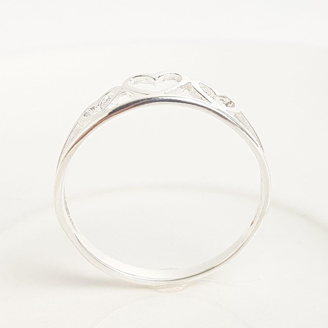 ANEL ARO DUPLO COM 3 CORACOES VAZADOS LISOS| BANHO DE PRATA 