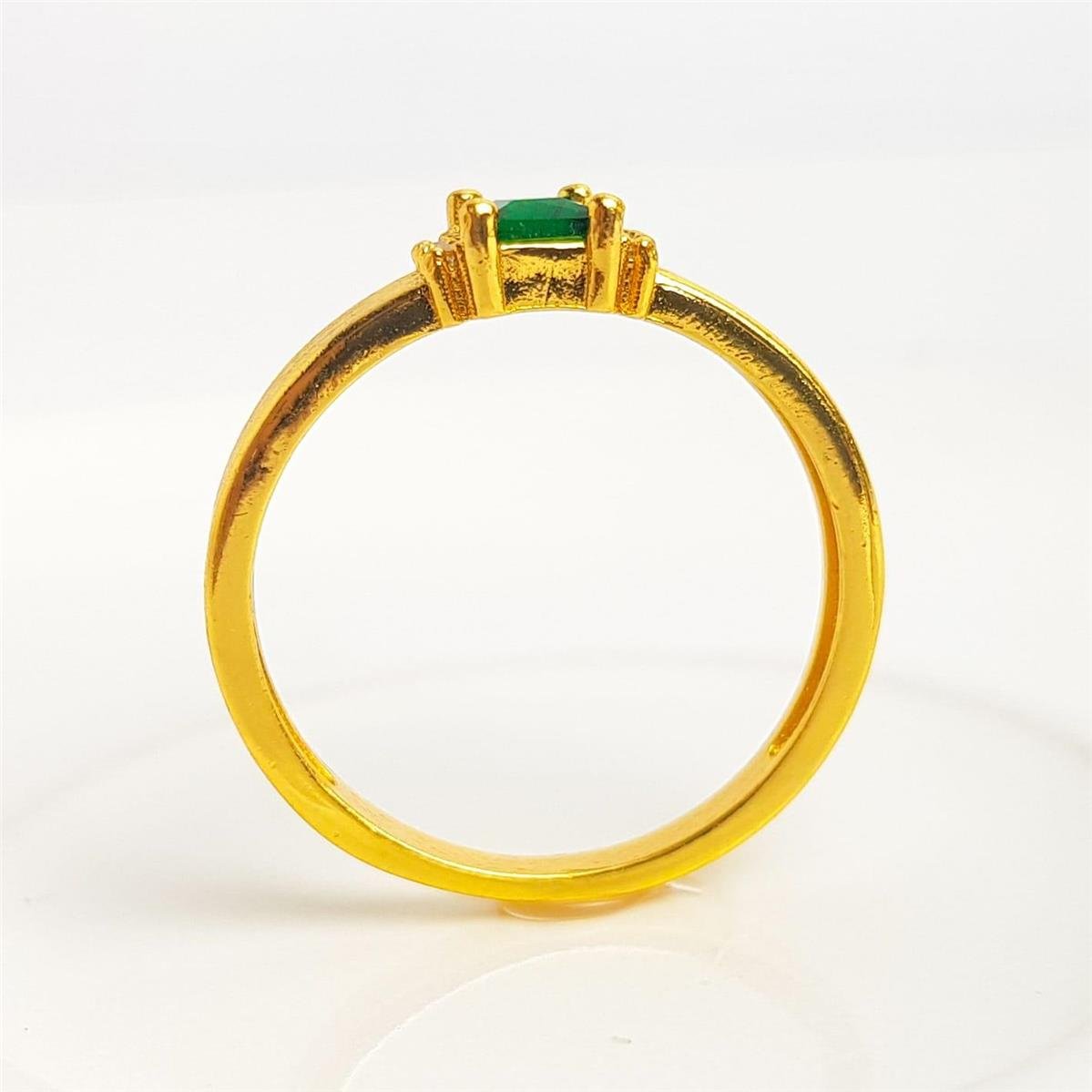 ANEL ARO EM 3 LINHAS ZIRCÔNIA VERDE ESMERALDA REDOR CRAVEJADO|BANHADO EM OURO 18K 