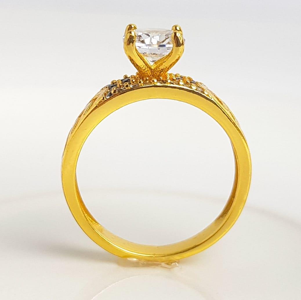 ANEL SOLITÁRIO ARO CRAVEJADO/VAZADO ZIRCÔNIA CRISTAL|BANHADO EM OURO 18K 