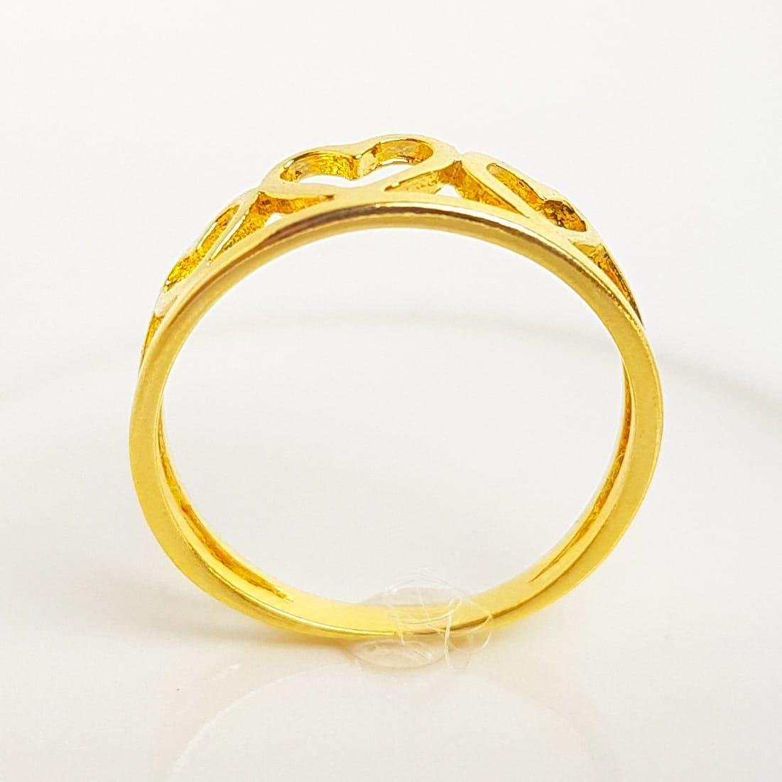 ANEL DUPLO FILETE 3 CORAÇÕES VAZADOS LISOS | BANHADO EM OURO 18K 