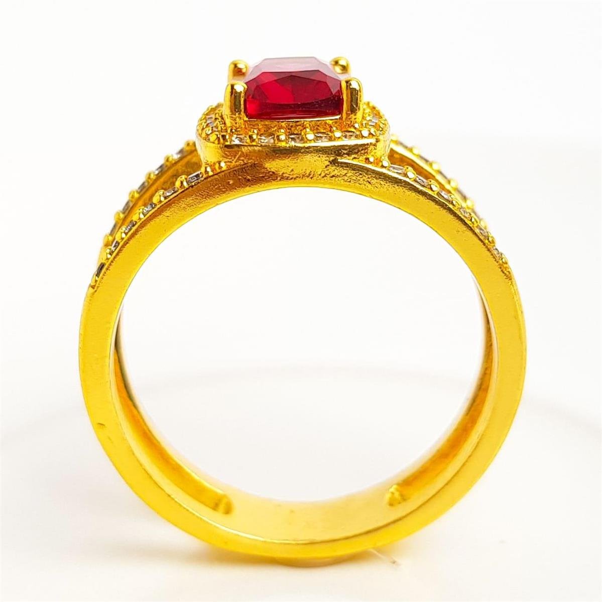 ANEL ARO DUPLO CRAVEJADO ZIRCÔNIA ROSA OVAL | BANHADO EM OURO 18K 