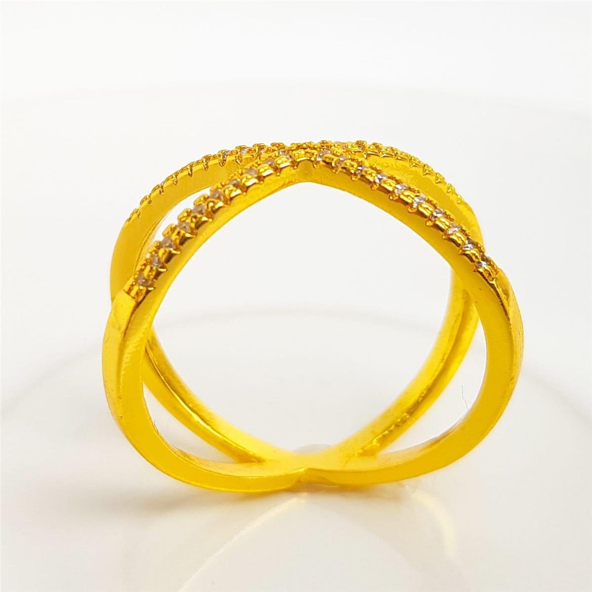 ANEL ARO EM X CRAVEJADO | BANHADO EM OURO 18K 