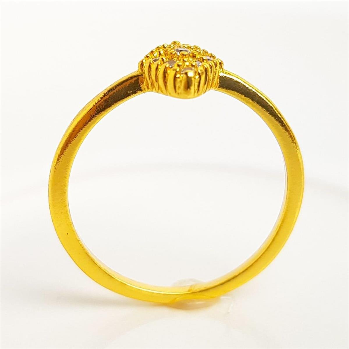 ANEL ARO LISO ENTREMEIO LOSANGO CRAVEJADO | BANHADO EM OURO 18K 