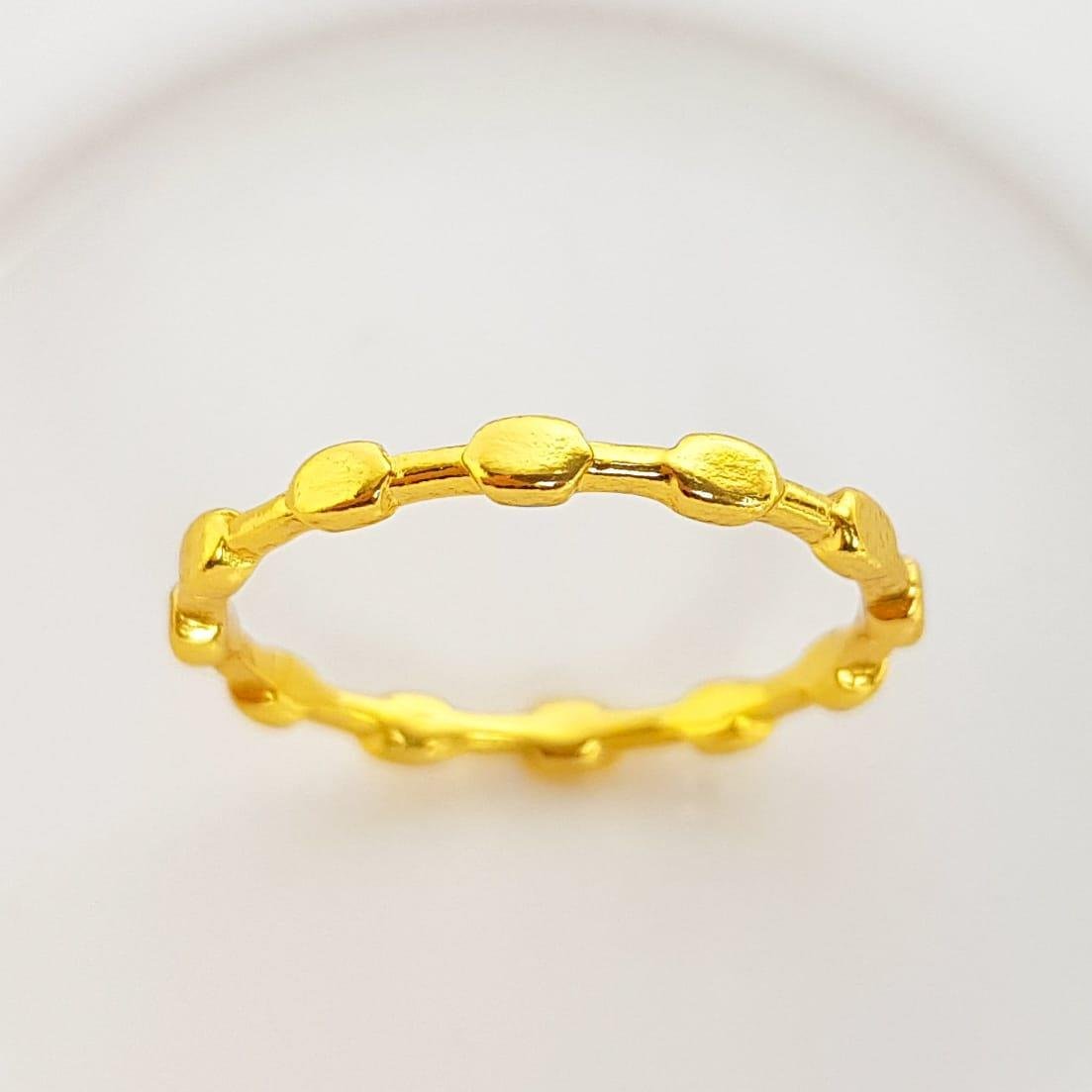 ANEL ARO EM MINI OVAIS LISOS | BANHADO EM OURO 18K 