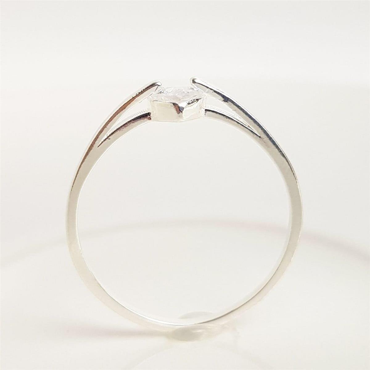 ANEL ENTREMEIO ARO DUPLO LISO CORAÇÃO CRISTAL | BANHO DE PRATA 