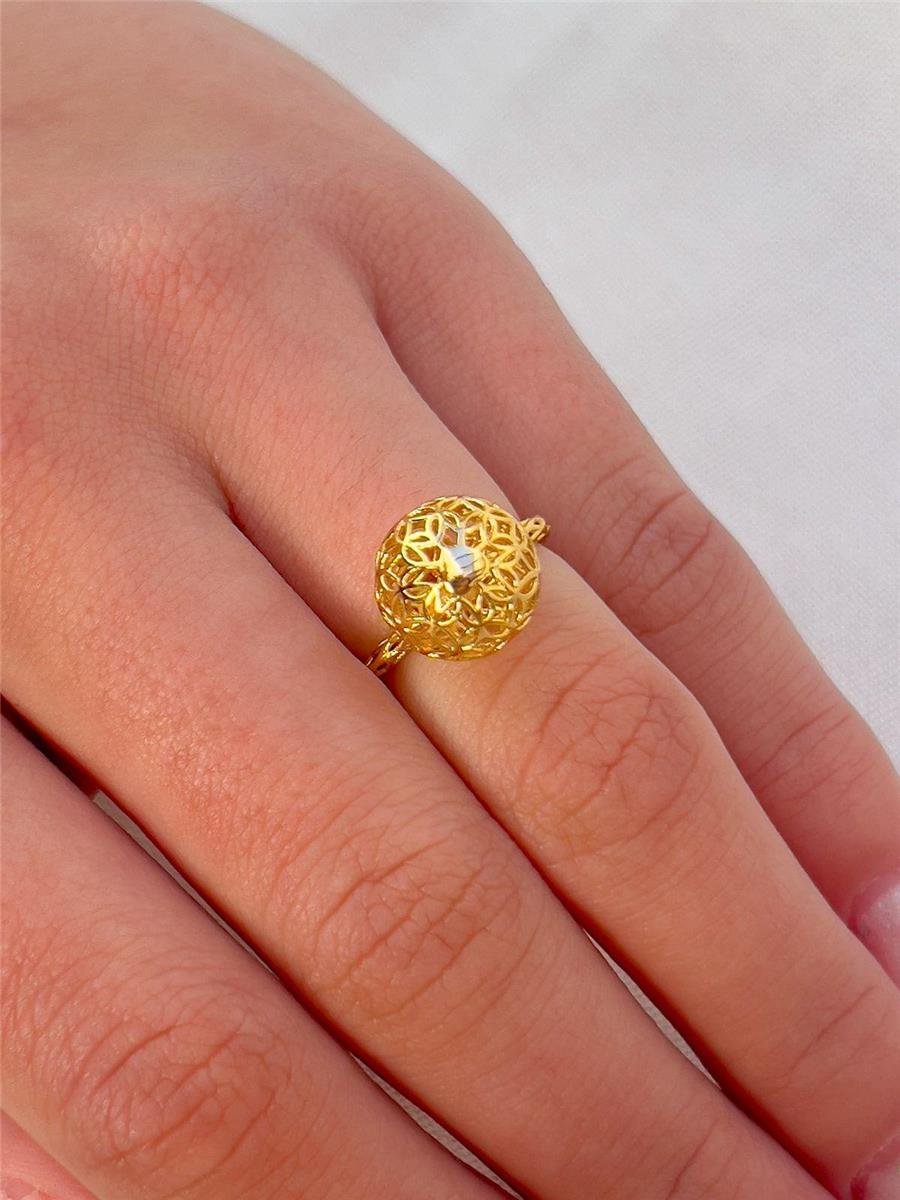ANEL ARO ENTRELAÇADO ESFERA FLOR VAZADA LISA CORAÇÃO AO CENTRO | BANHADO EM OURO 18K