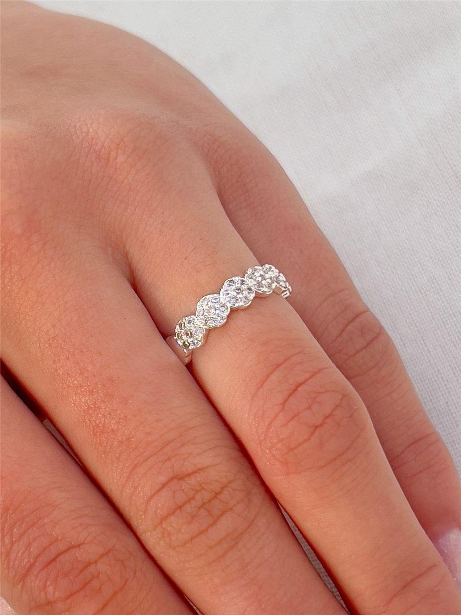 ANEL CHAPA FLOR LISA FRENTE FLOR CRAVEJADO | BANHO DE PRATA