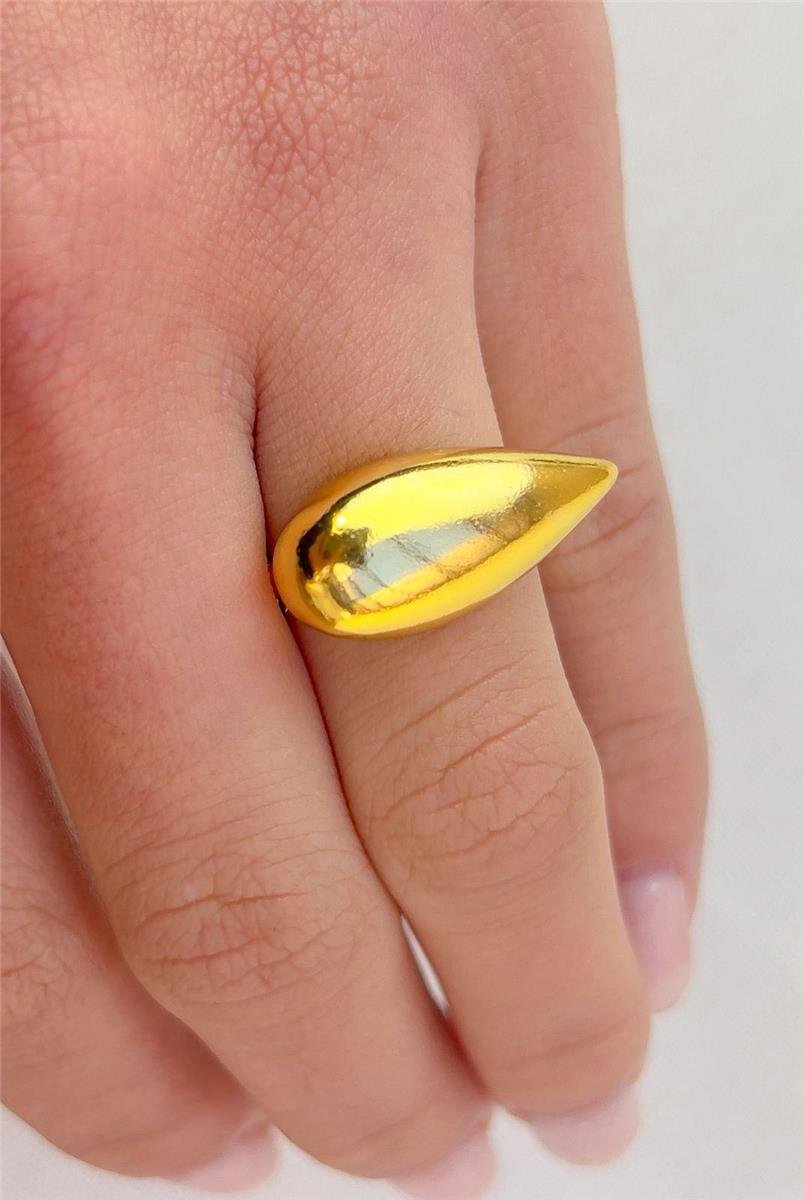 ANEL GOTA ARO LISO 2,3CM | BANHADO EM OURO 18K