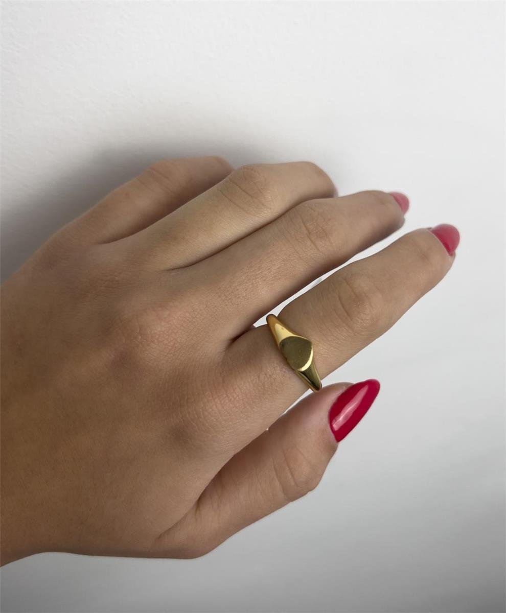 ANEL ARO LISO CORAÇÃO CHAPA LISA | BANHADO EM OURO 18K