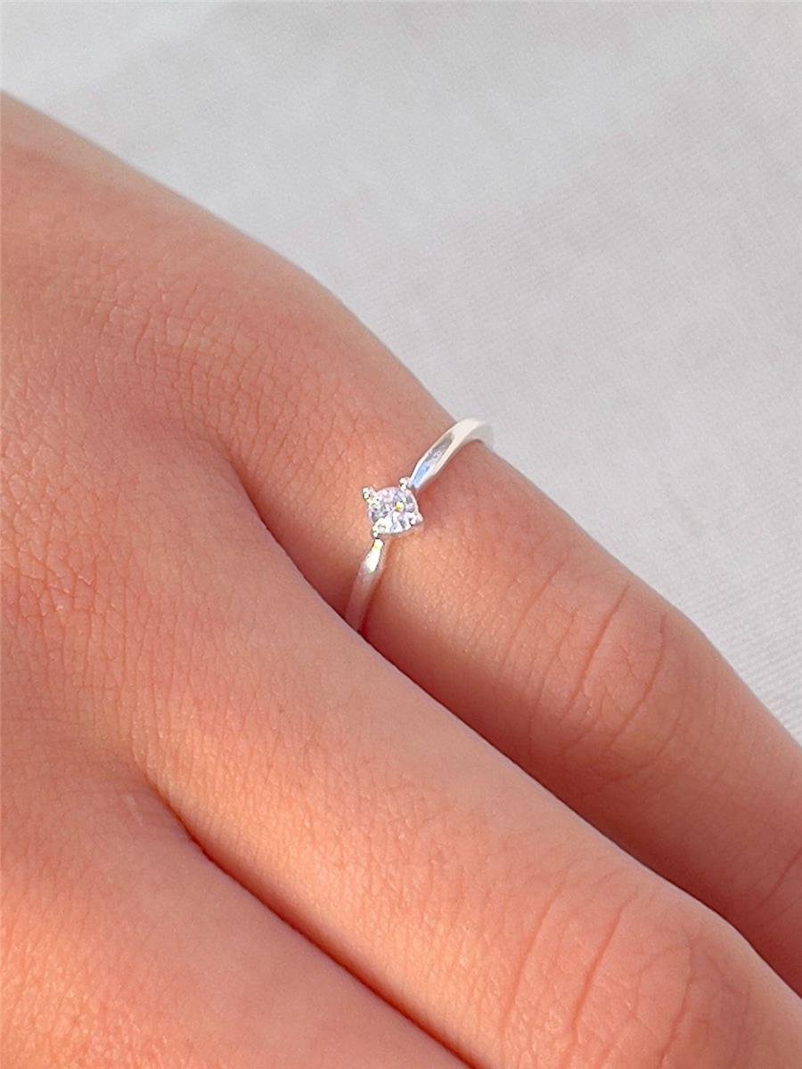 ANEL SOLITÁRIO ARO LISO CRISTAL ZIRCÔNIA| BANHO DE PRATA