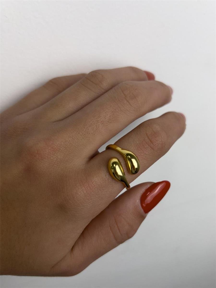 ANEL REGULÁVEL ENTRELAÇADO ARO LISO PONTA EM VÍRGULA | BANHADO EM OURO 18K