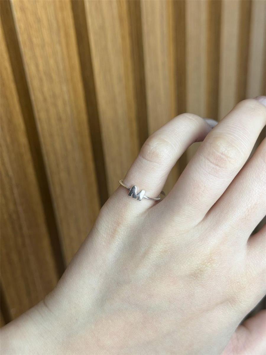 ANEL ARO LISO CENTRO LETRA | BANHO DE PRATA 