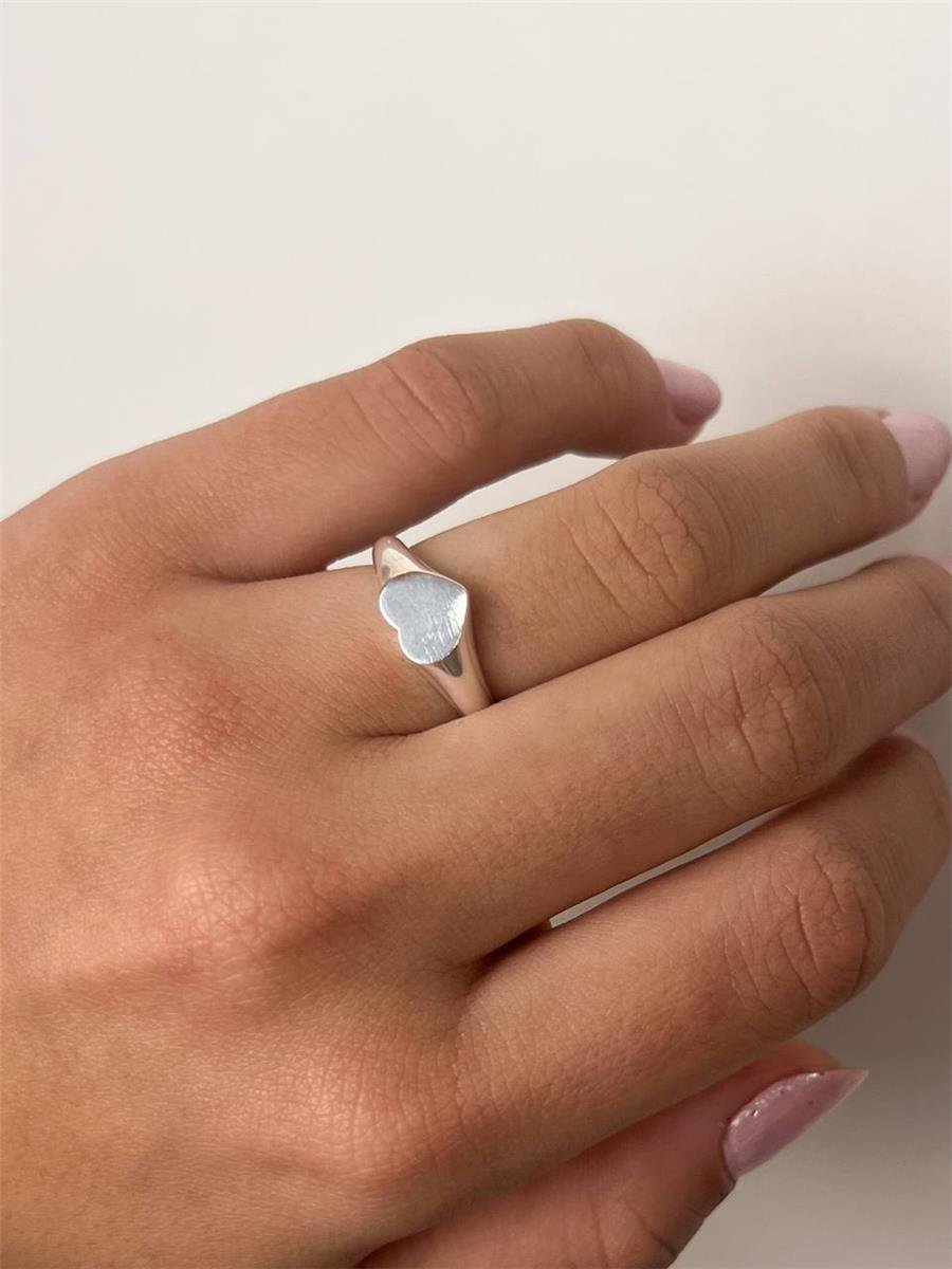 ANEL ARO LISO FRENTE CHAPA LISA CORAÇÃO | BANHO DE PRATA 