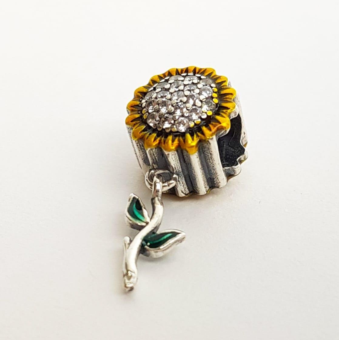 BERLOQUE GIRASSOL AMARELO MEIO CRAVEJADO|2,1CM| PRATA 925