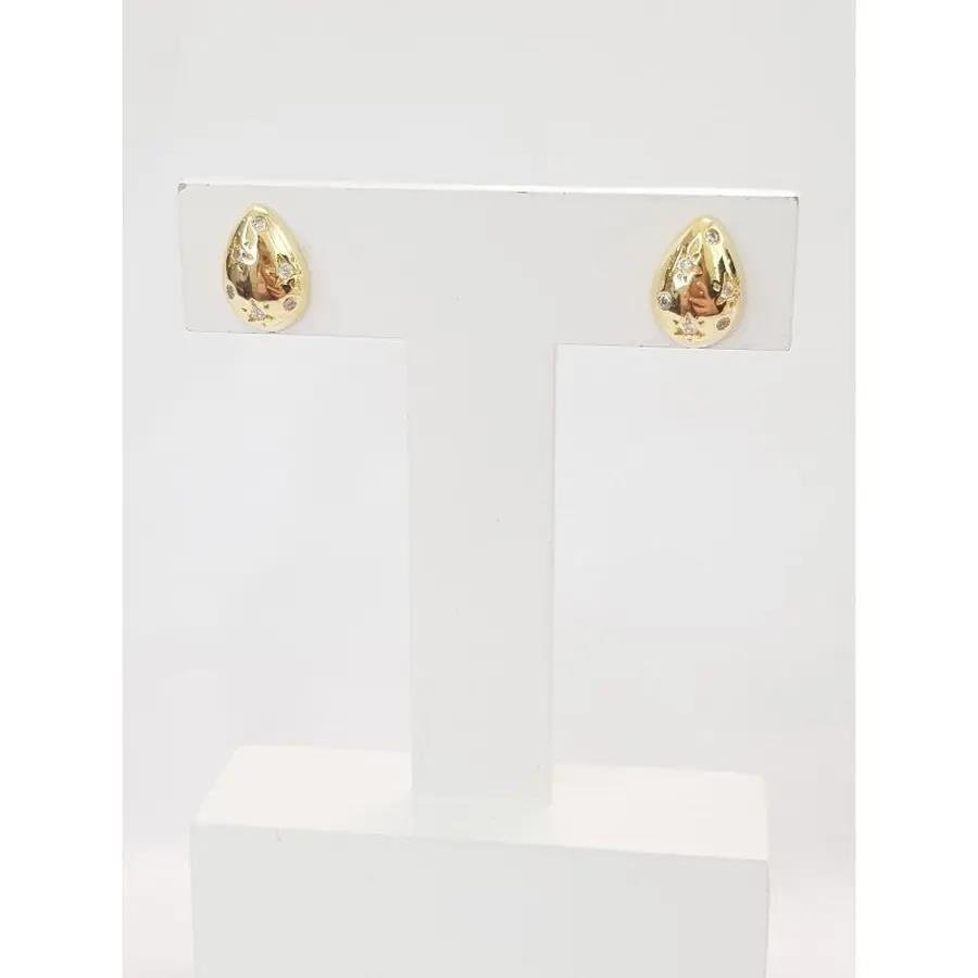 BRINCO GOTA EM ZIRCÔNIA|1,2CM|BANHADO EM OURO 18K