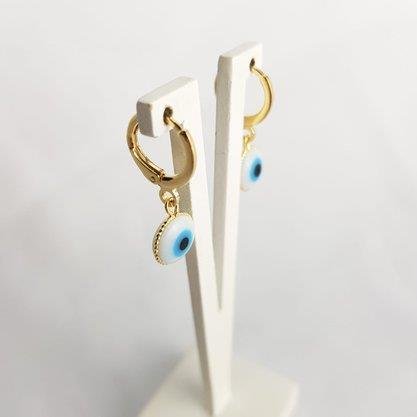 ARGOLA COM PINGENTE DE OLHO GREGO|BANHADO EM OURO 18K