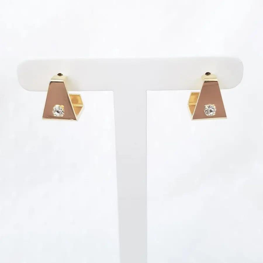 ARGOLA TRIANGULAR COM PONTO DE LUZ|1,4CM|BANHADO EM OURO 18K